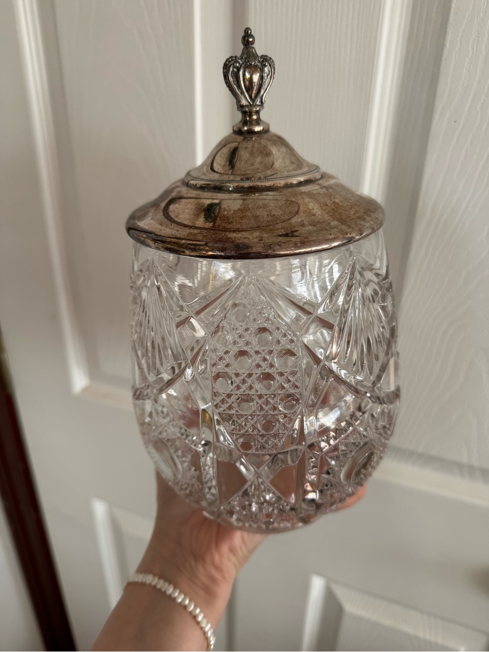Crystal Ice Bucket with Silver Lid